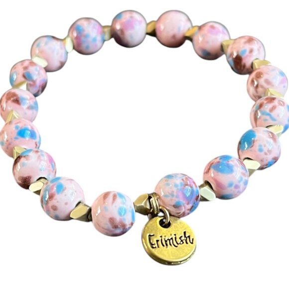 Erimish Cotton Candy Spatter Beads Stackable Stretch Bracelet - Picture 2 of 2